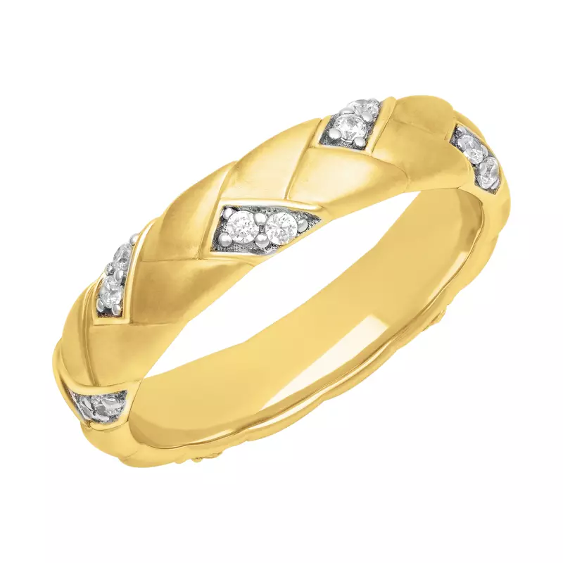 18K Yellow Gold Two-Tone Woven Diamond Band (5mm)
