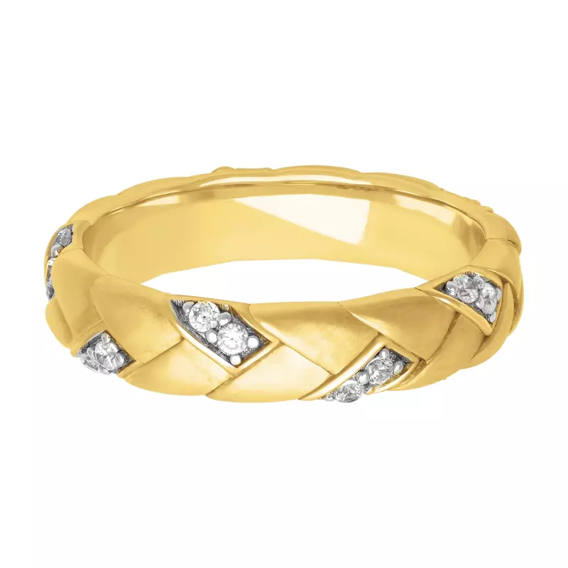 18K Yellow Gold Two-Tone Woven Diamond Band (5mm)