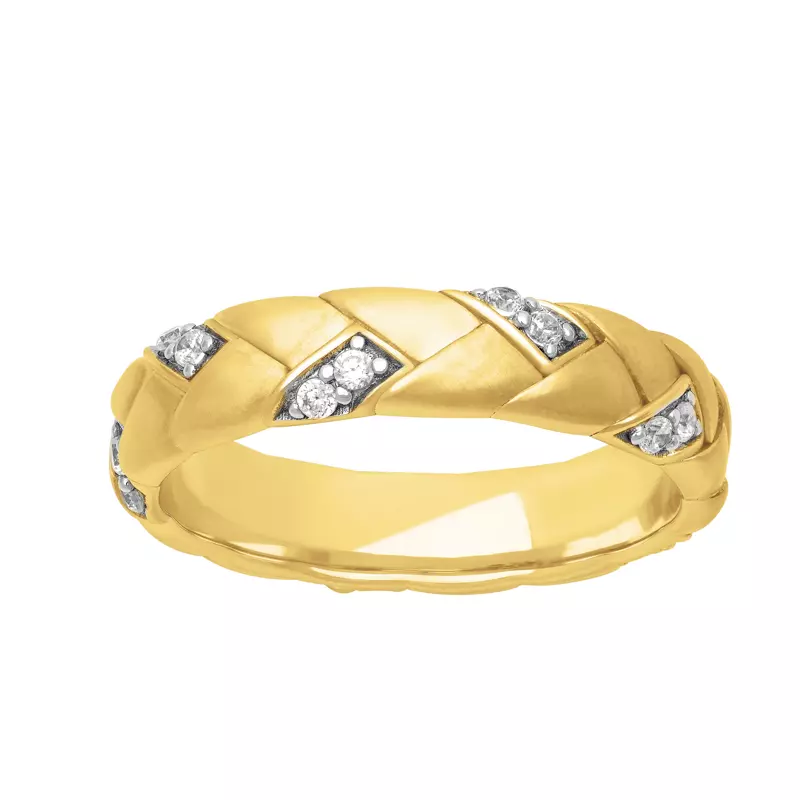 18K Yellow Gold Two-Tone Woven Diamond Band (5mm)