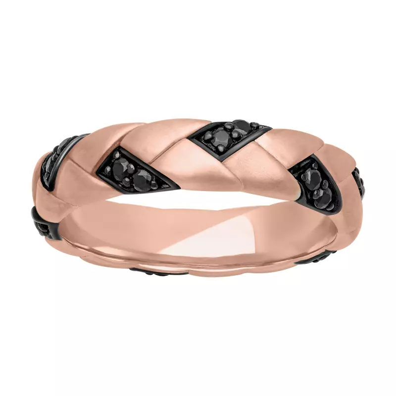 14K Rose Gold Woven Black Diamond Band (5mm)