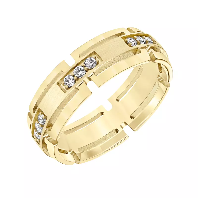 14K Yellow Gold Interlock Diamond Wedding Band (7mm)