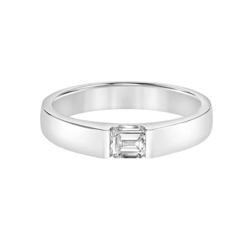 14K White Gold East-West Emerald-Cut Lab Diamond Band (3.8mm)