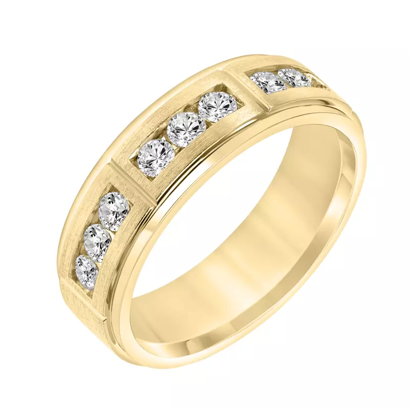 14K Yellow Gold Triple Trio Channel-Set Lab Diamond Band (7mm)