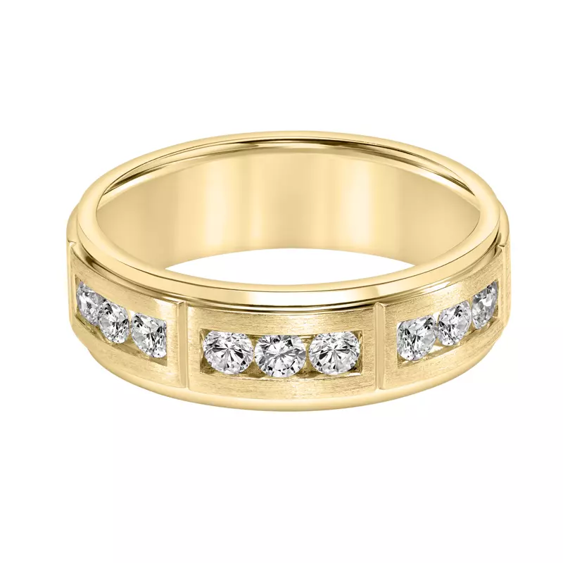 14K Yellow Gold Triple Trio Channel-Set Lab Diamond Band (7mm)