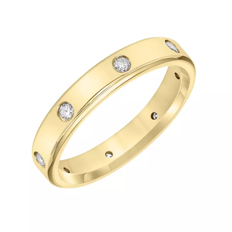 14K Yellow Gold Burnished Diamond Eternity Band (4mm)