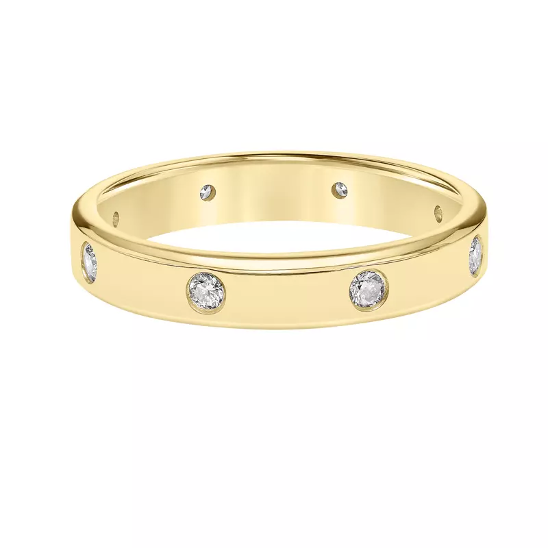 14K Yellow Gold Burnished Diamond Eternity Band (4mm)