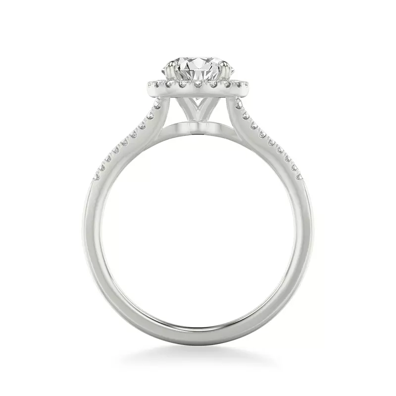 14K White Gold Sky Halo with Split Pavé Band Engagement Ring