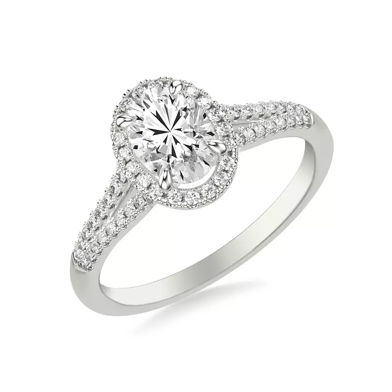 Platinum Sky Halo with Split Pavé Band Engagement Ring
