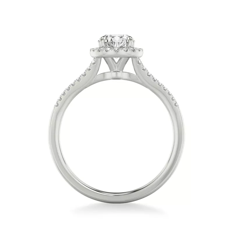 Platinum Sky Halo with Split Pavé Band Engagement Ring