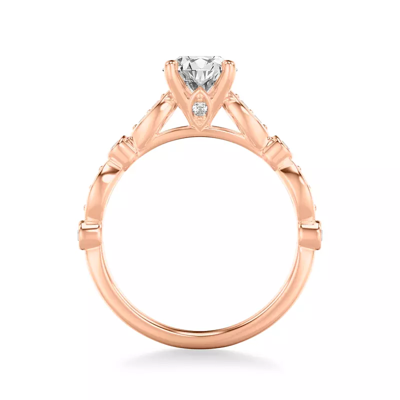 14K Rose Gold Melani Cathedral Diamond Engagement Ring