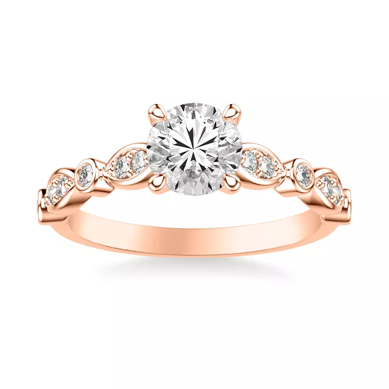 14K Rose Gold Melani Cathedral Diamond Engagement Ring