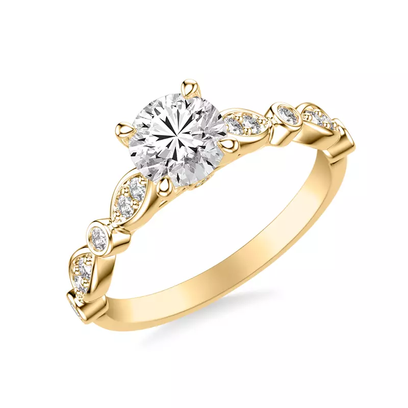 18K Yellow Gold Melani Cathedral Diamond Engagement Ring