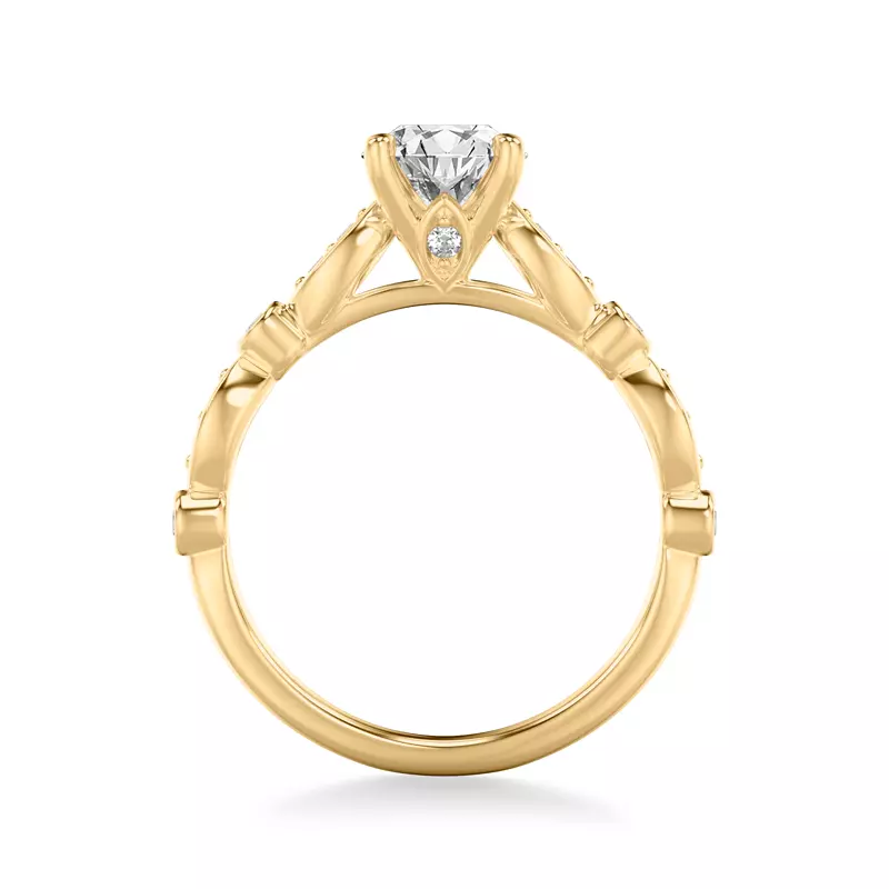 18K Yellow Gold Melani Cathedral Diamond Engagement Ring