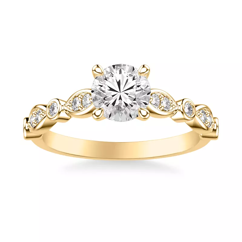 18K Yellow Gold Melani Cathedral Diamond Engagement Ring