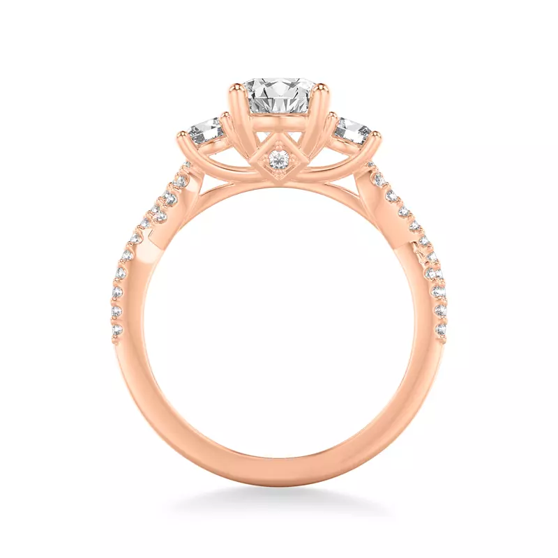 14K Rose Gold Presley 3-Stone Pave Engagement Ring