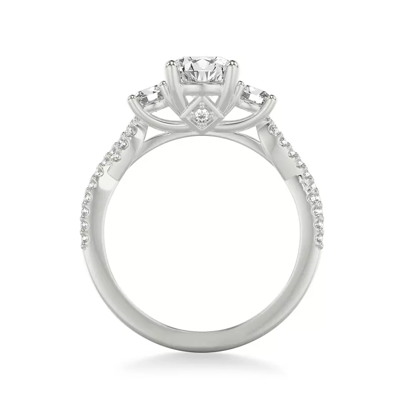 14K White Gold Presley 3-Stone Pave Engagement Ring
