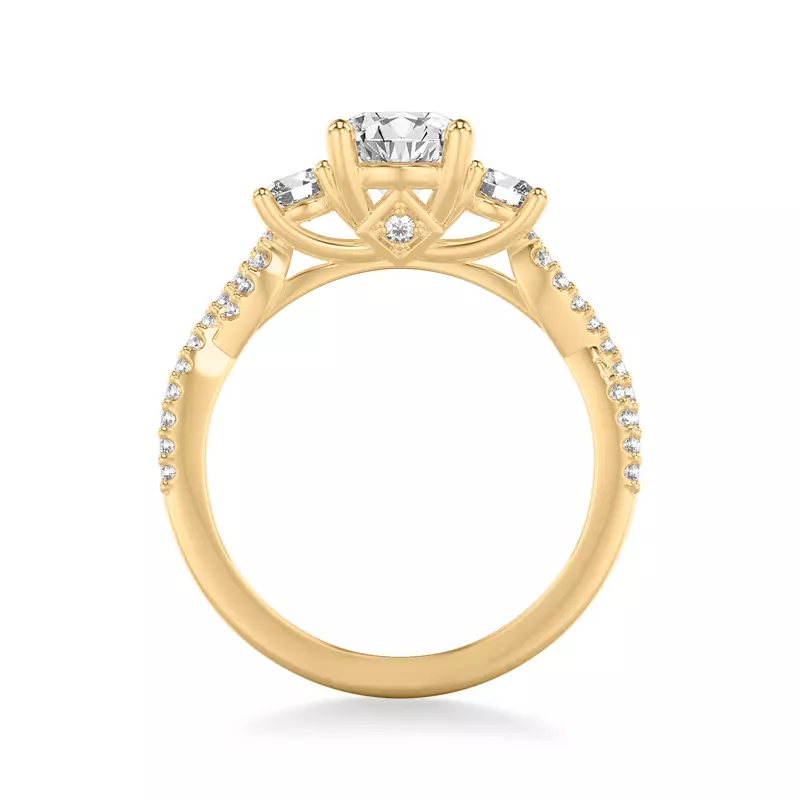 14K Yellow Gold Presley 3-Stone Pave Engagement Ring