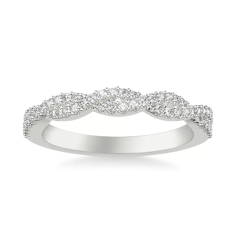 18K White Gold Presley Twist Pave Diamond Band