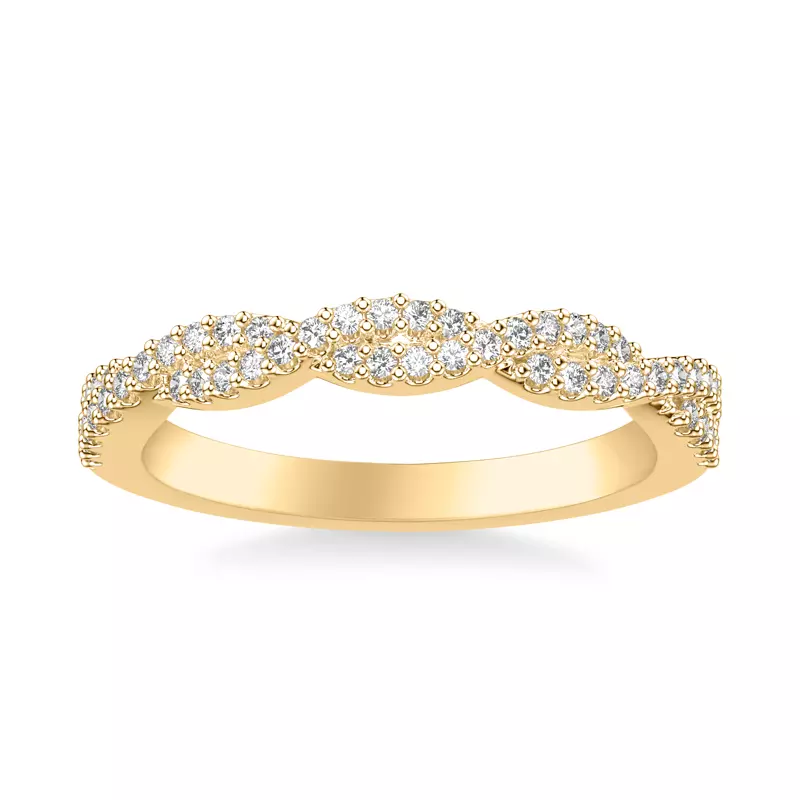 18K Yellow Gold Presley Twist Pave Diamond Band