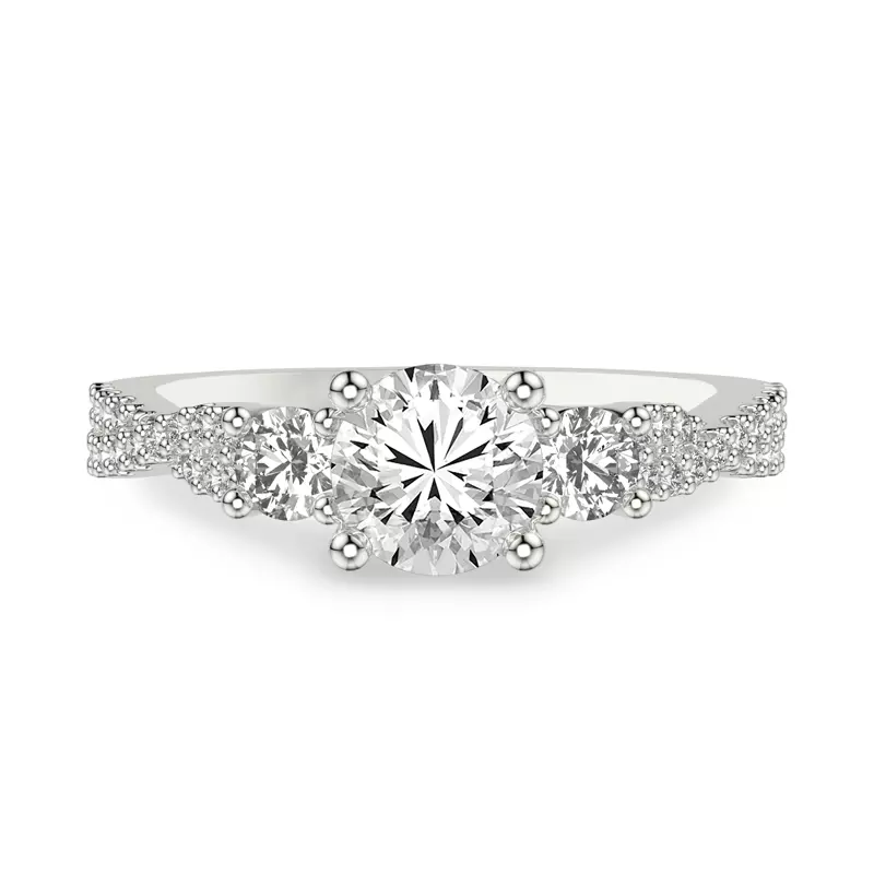 Platinum Presley 3-Stone Pave Engagement Ring