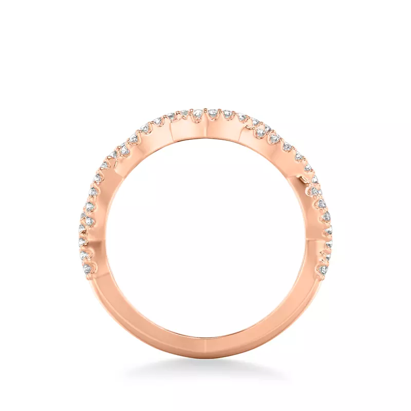 14K Rose Gold Elsa Contemporary Twist Diamond Band