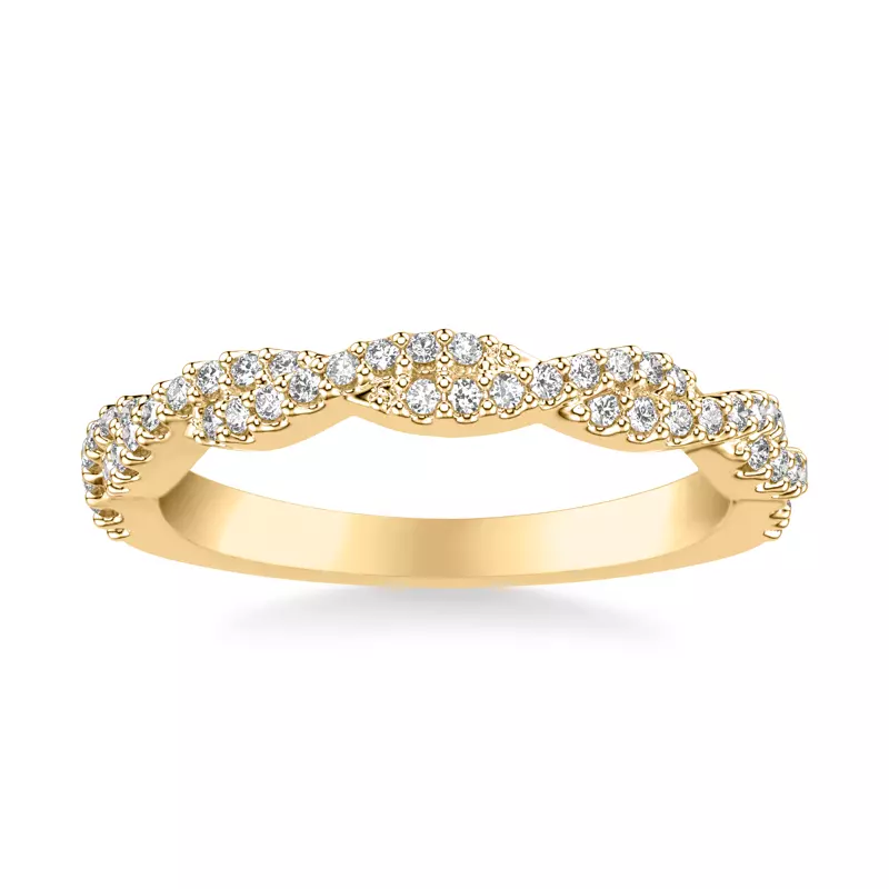 18K Yellow Gold Elsa Contemporary Twist Diamond Band