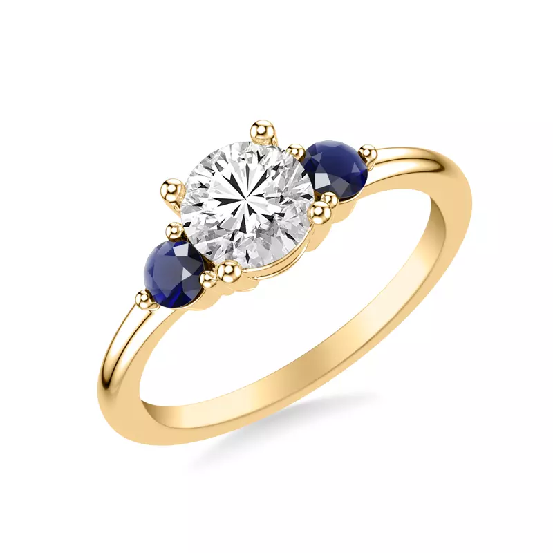 18K Yellow Gold Aisling Sapphire Accent Engagement Ring