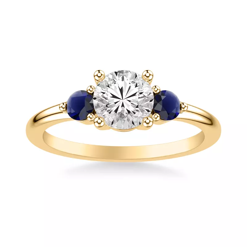 18K Yellow Gold Aisling Sapphire Accent Engagement Ring