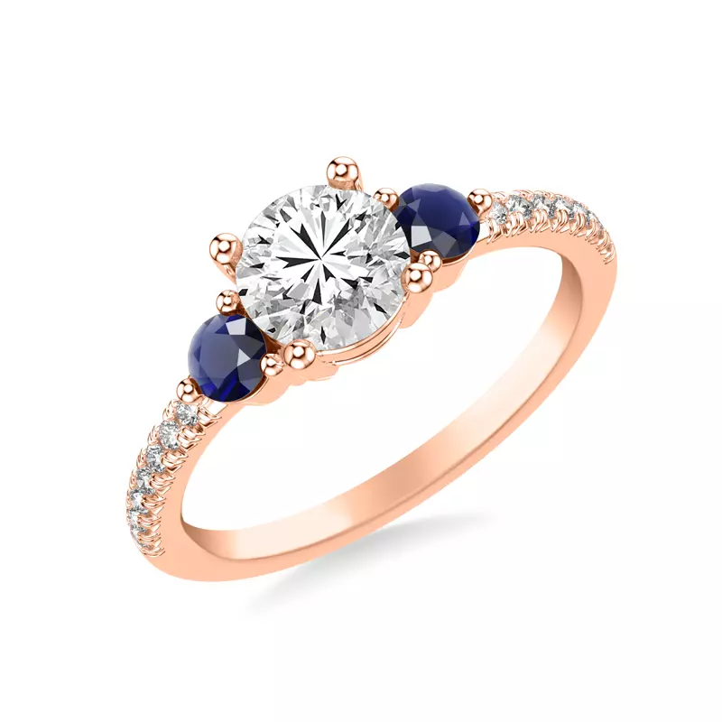 14K Rose Gold Becky Sapphire Accent Engagement Ring