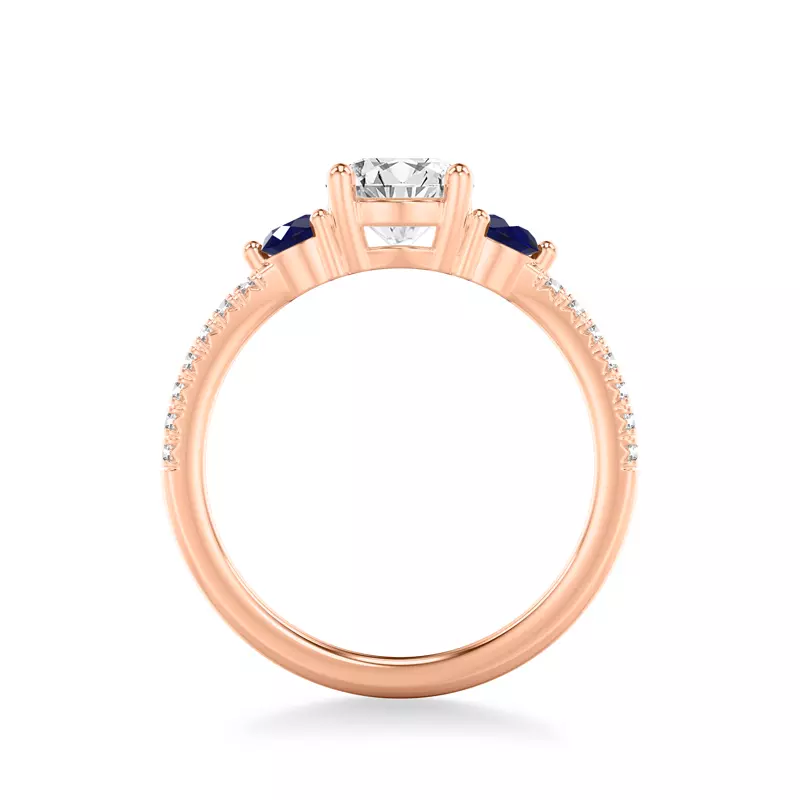 14K Rose Gold Becky Sapphire Accent Engagement Ring
