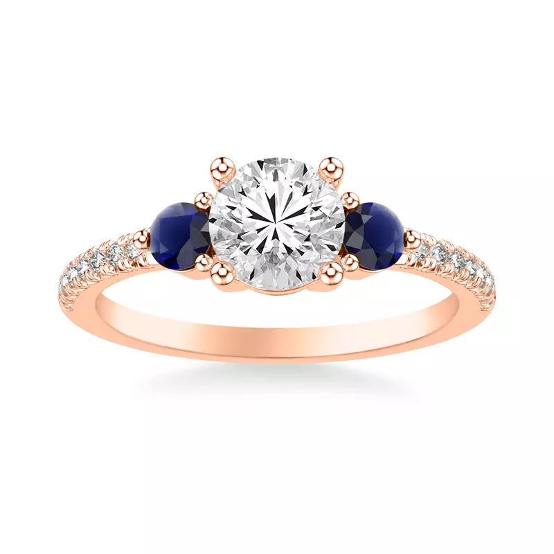 14K Rose Gold Becky Sapphire Accent Engagement Ring