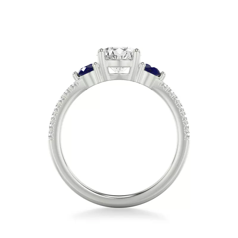 14K White Gold Becky Sapphire Accent Engagement Ring