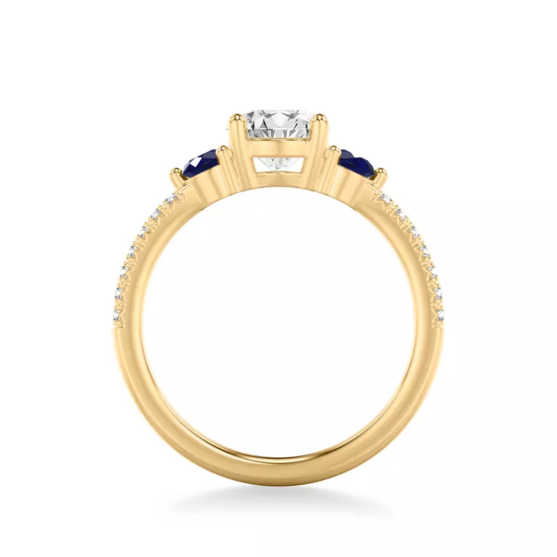 18K Yellow Gold Becky Sapphire Accent Engagement Ring