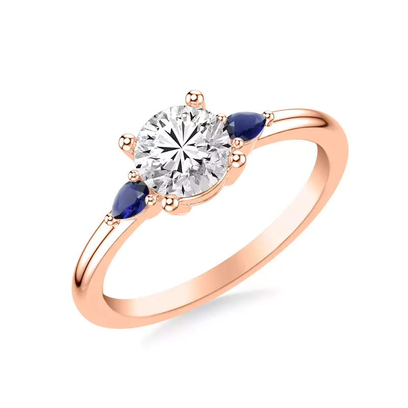 14K Rose Gold Zahra Sapphire Accent Engagement Ring