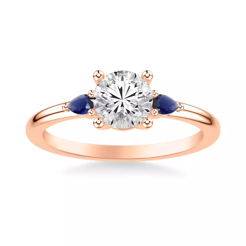 14K Rose Gold Zahra Sapphire Accent Engagement Ring