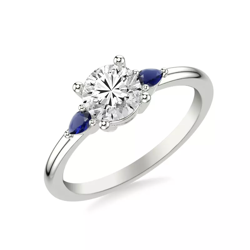 Platinum Zahra Sapphire Accent Engagement Ring