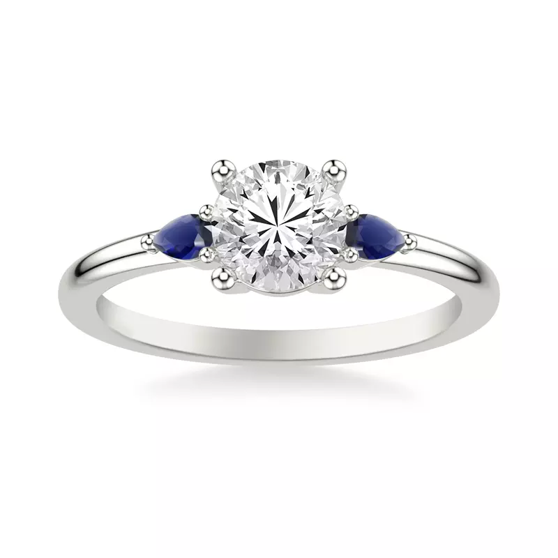 Platinum Zahra Sapphire Accent Engagement Ring