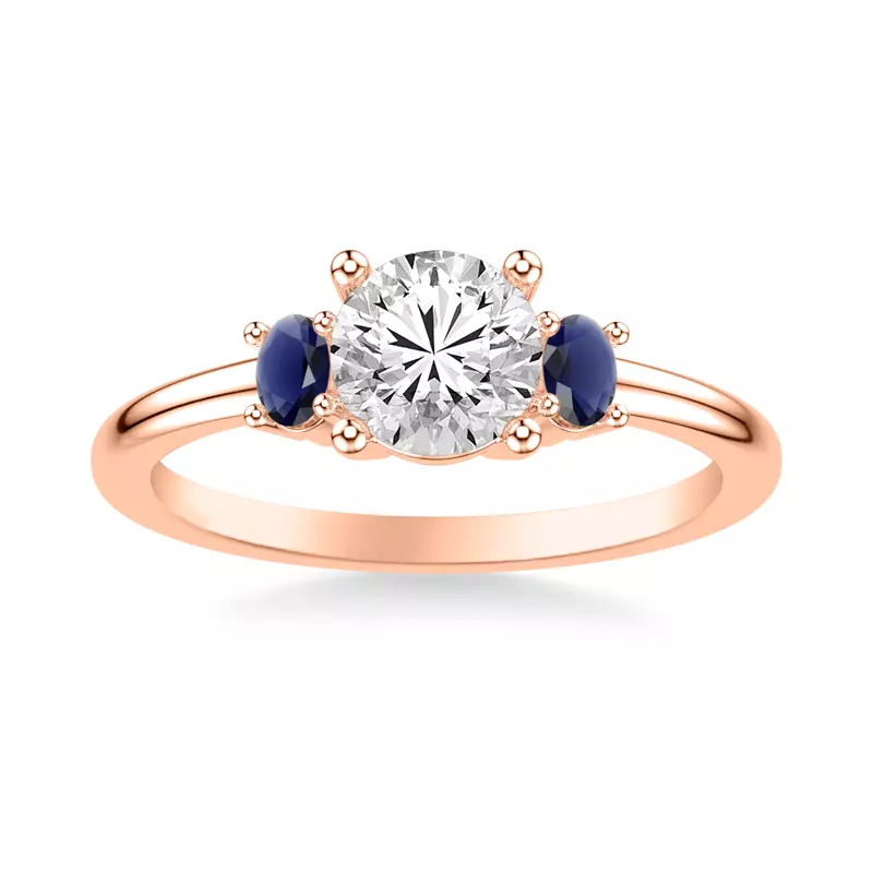 14K Rose Gold Kensley Sapphire Accent Engagement Ring