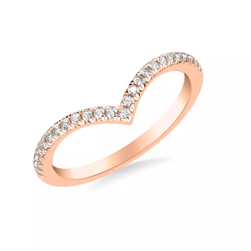 14K Rose Gold Kensley Pavé Diamond V-Band