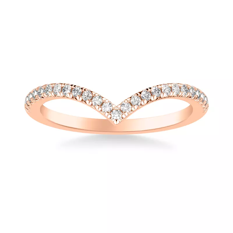 14K Rose Gold Kensley Pavé Diamond V-Band