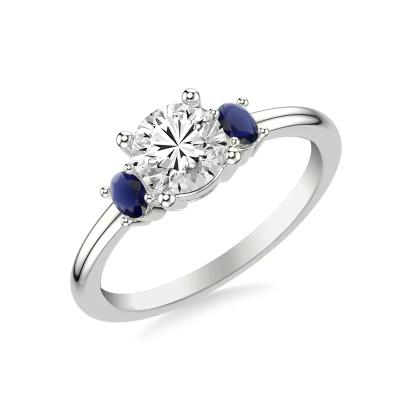 14K White Gold Kensley Sapphire Accent Engagement Ring