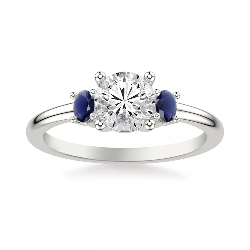 14K White Gold Kensley Sapphire Accent Engagement Ring