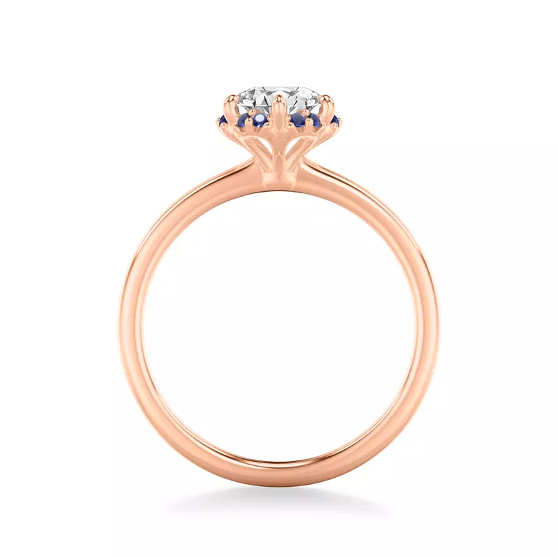 14K Rose Gold Theodora Sapphire Halo Engagement Ring