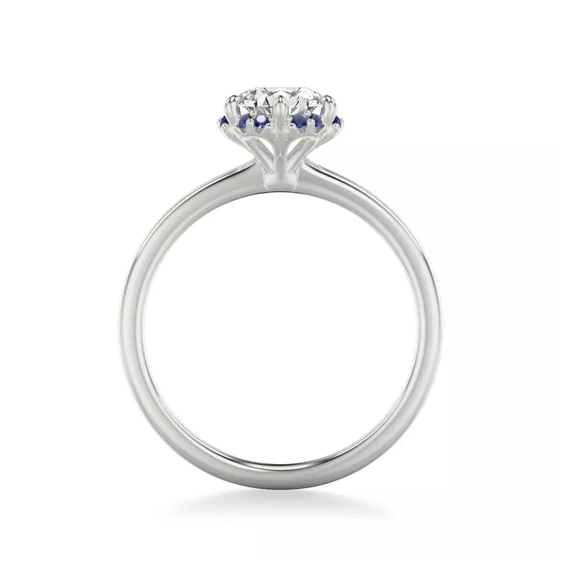 14K White Gold Theodora Sapphire Halo Engagement Ring