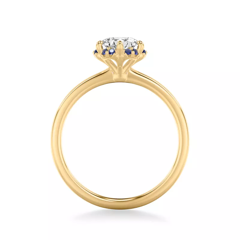 18K Yellow Gold Theodora Sapphire Halo Engagement Ring