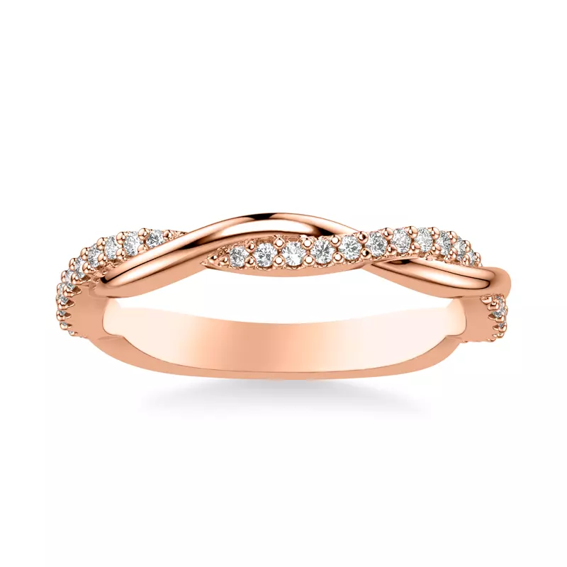 14K Rose Gold Linda Twisted Pavé Band