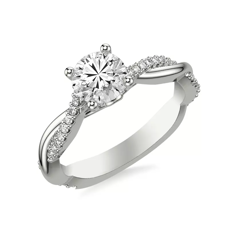 14K White Gold Linda Twisted Pavé Engagement Ring