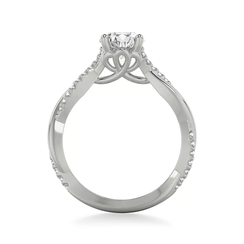 14K White Gold Linda Twisted Pavé Engagement Ring