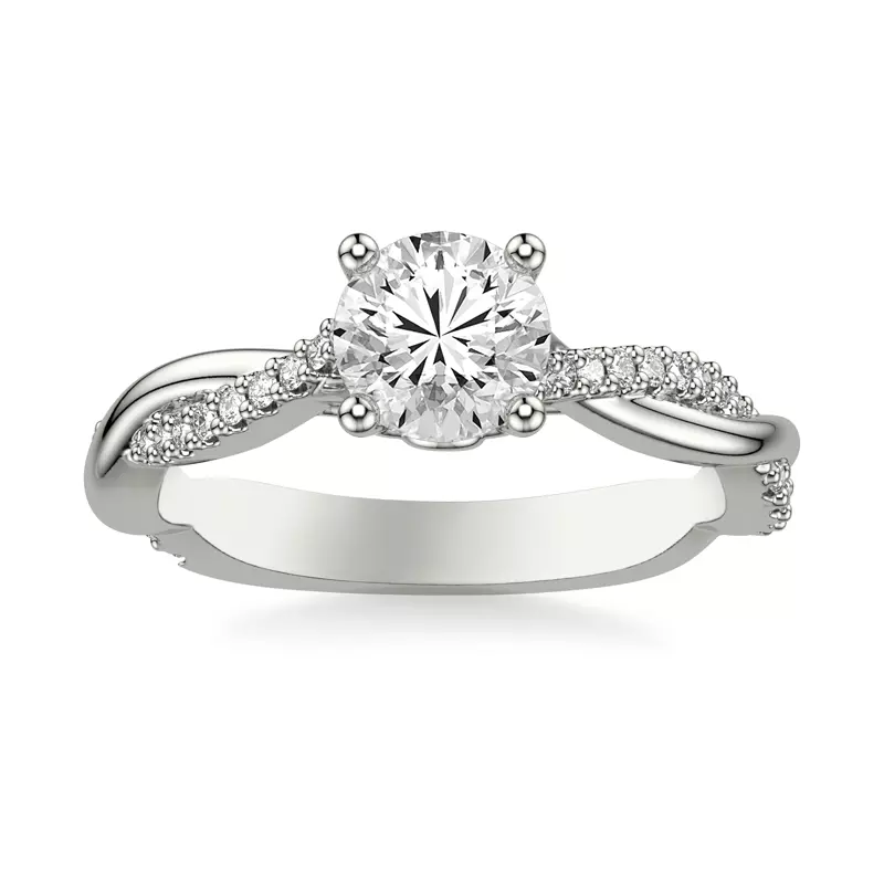 14K White Gold Linda Twisted Pavé Engagement Ring