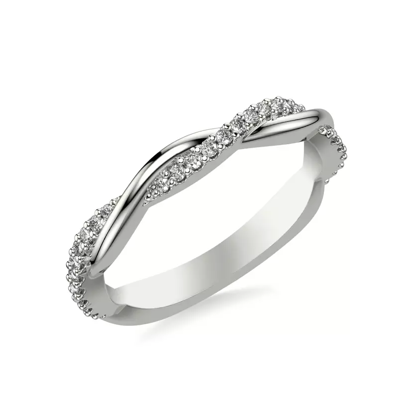 14K White Gold Linda Twisted Pavé Band